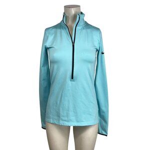 NIKE PRO - WOMEN'S MEDIUM - BLUE  DRI FIT 1/2 ZIP RUNNING FITNESS PULL-OVER TOP